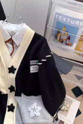 Long Sleeve Stars Pattern Combination Cardigan Sweater